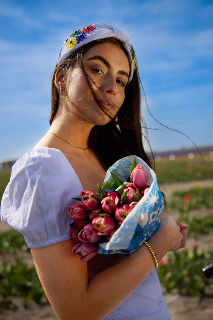 Haarband Rosafarbene Blumen - Polyester Bild3